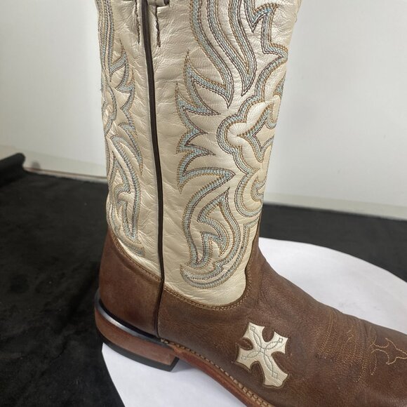 Women's 8.5 Vintage Tony Lama Brown Western Cowboy Boot, Square Toe, Two Toned, - Picture 11 of 11